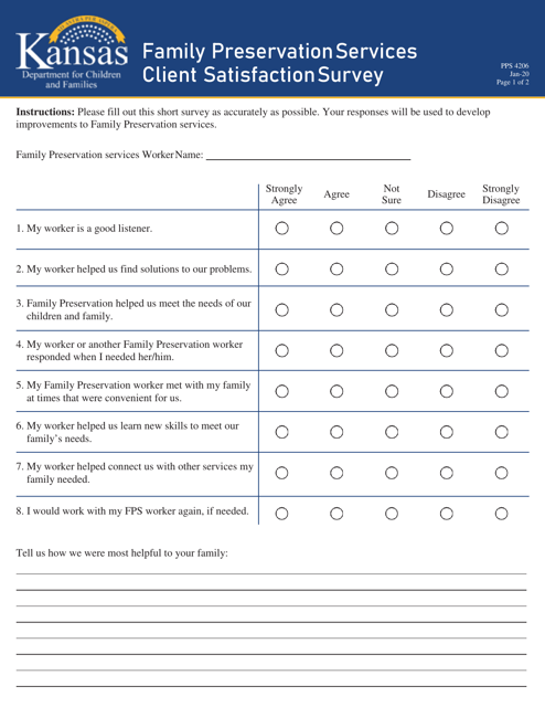 Form PPS4206 Family Preservation Services Client Satisfaction Survey - Kansas