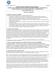 Document preview: Apendice F Solicitud Para Certificacion Unificada - Empresa De Personas Desfavorecidas (Dbe) Empresa De Personas Desfavorecidas Concesionario En Un Aeropuerto (Spanish)