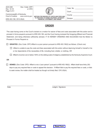 Form AOC-026 Motion for Waiver of Costs and Fees and to Proceed in Forma Pauperis; Affidavit; Financial Statement; and Order - Kentucky, Page 3