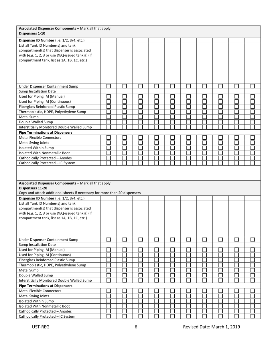 Form UST-REG Underground Storage Tank Registration and Technical Requirements Form - Louisiana, Page 6