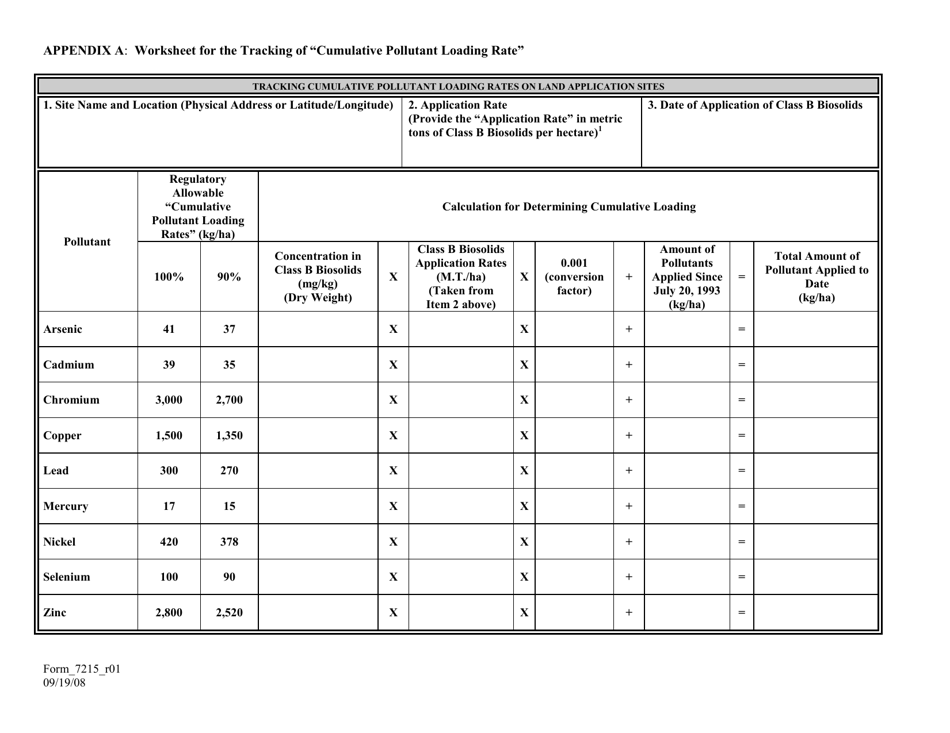 Form 7215 Sewage Sludge  Biosolids Reporting Form for Class B Biosolids - Louisiana, Page 11