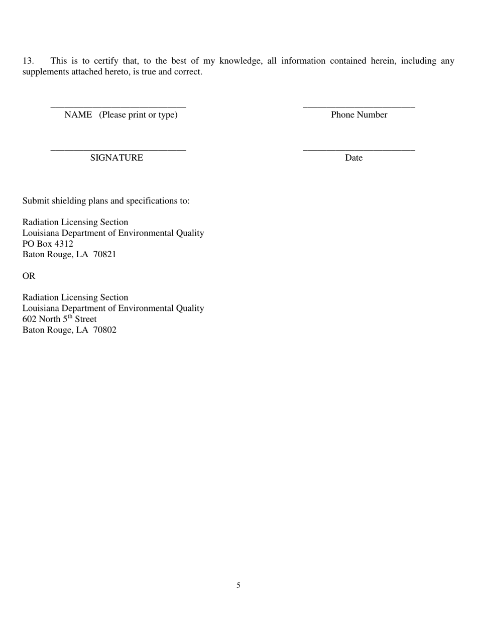 X-Ray Shielding Review Form - Louisiana, Page 5