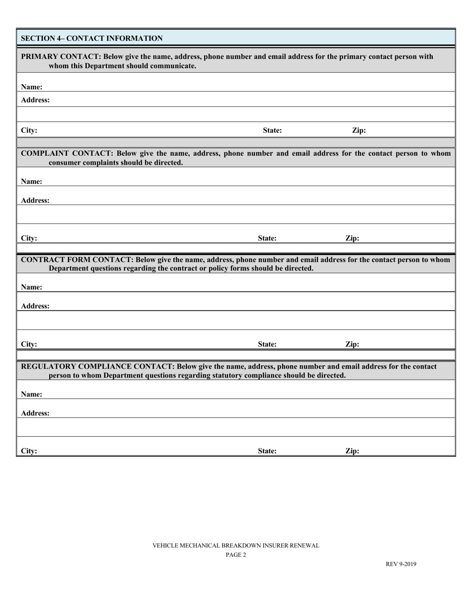 Annual Renewal of Vehicle Mechanical Breakdown Insurer License in the State of Louisiana - Louisiana, Page 2