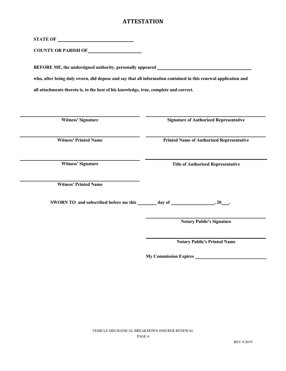 Annual Renewal of Vehicle Mechanical Breakdown Insurer License in the State of Louisiana - Louisiana, Page 4