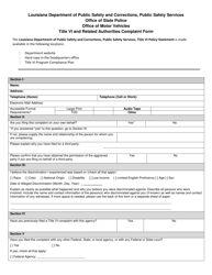 Title VI and Related Authorities Complaint Form - Louisiana, Page 2