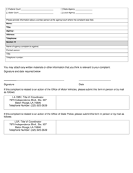 Title VI and Related Authorities Complaint Form - Louisiana, Page 3