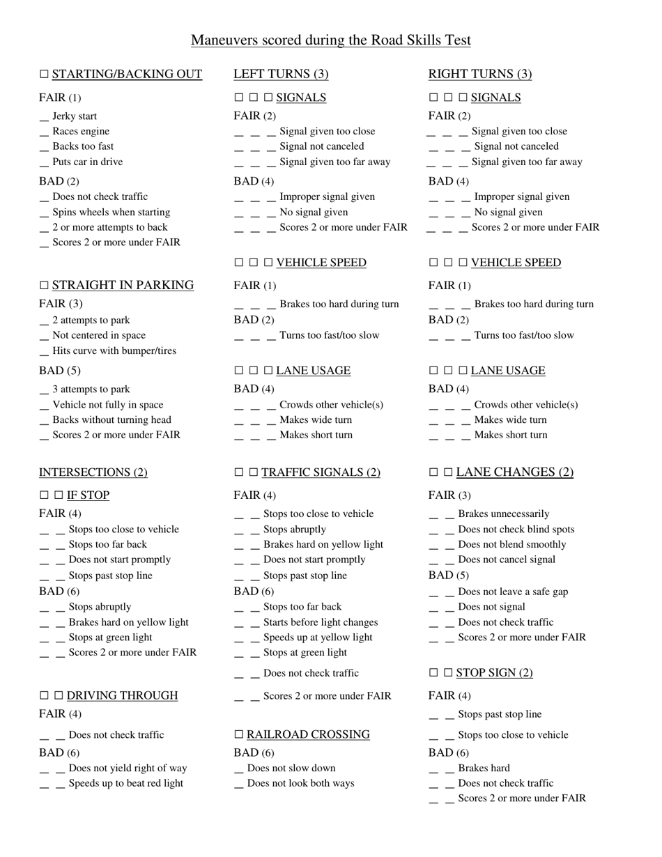 Form DPSMV2005 Road Skills Driving Test - Tpt - Louisiana, Page 2
