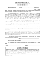 Document preview: Form DPSMV2011 Living Will Declaration - Louisiana