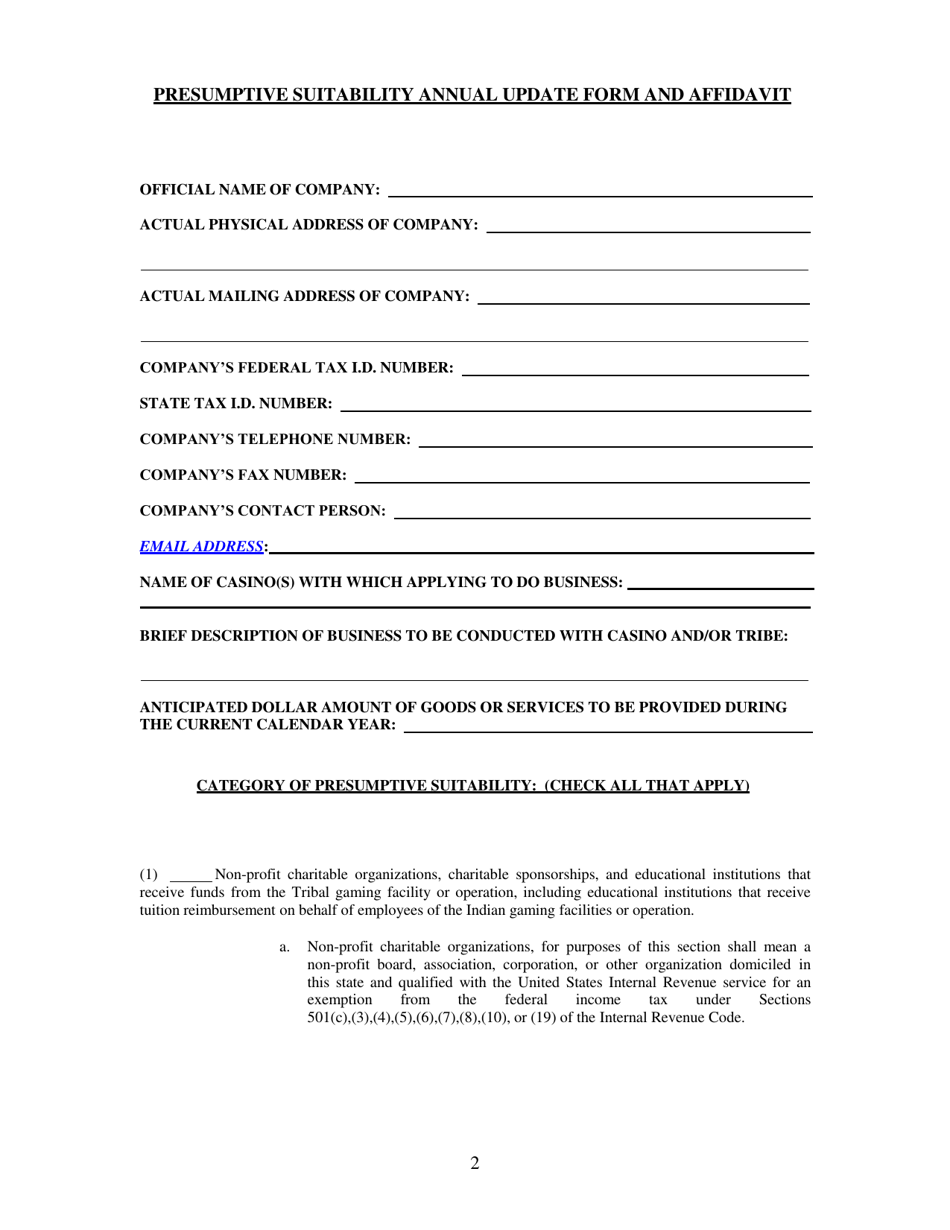 Presumptive Suitability Annual Update Affidavit - Louisiana, Page 2