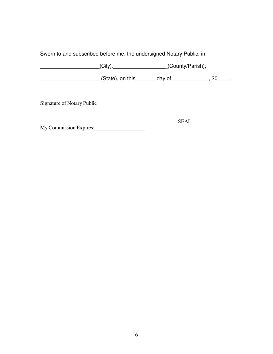 Presumptive Suitability Annual Update Affidavit - Louisiana, Page 6