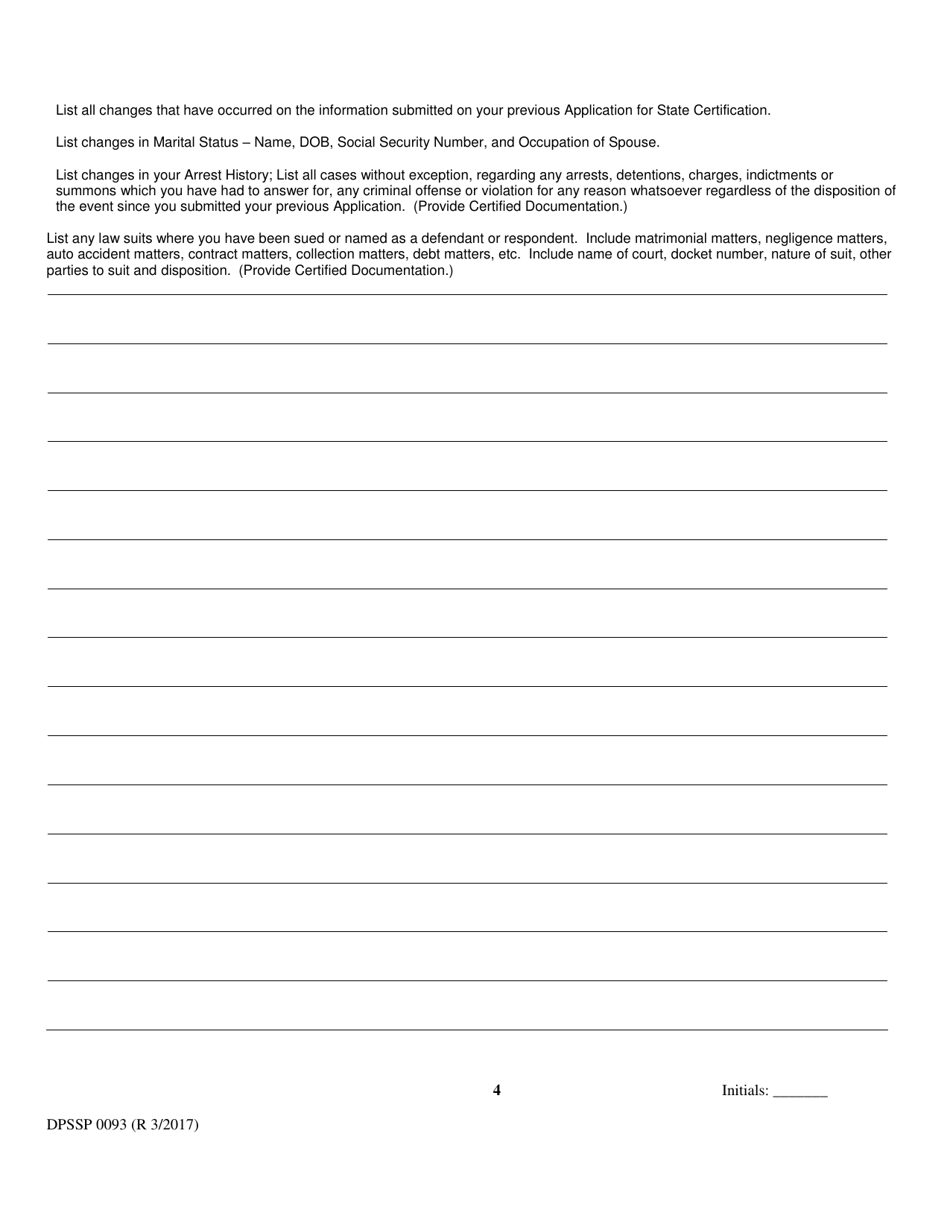 Form DPSSP0093 Indian Gaming Unit Individual State Certification Renewal Application - Louisiana, Page 7