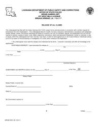 Form DPSSP0093 Indian Gaming Unit Individual State Certification Renewal Application - Louisiana, Page 9