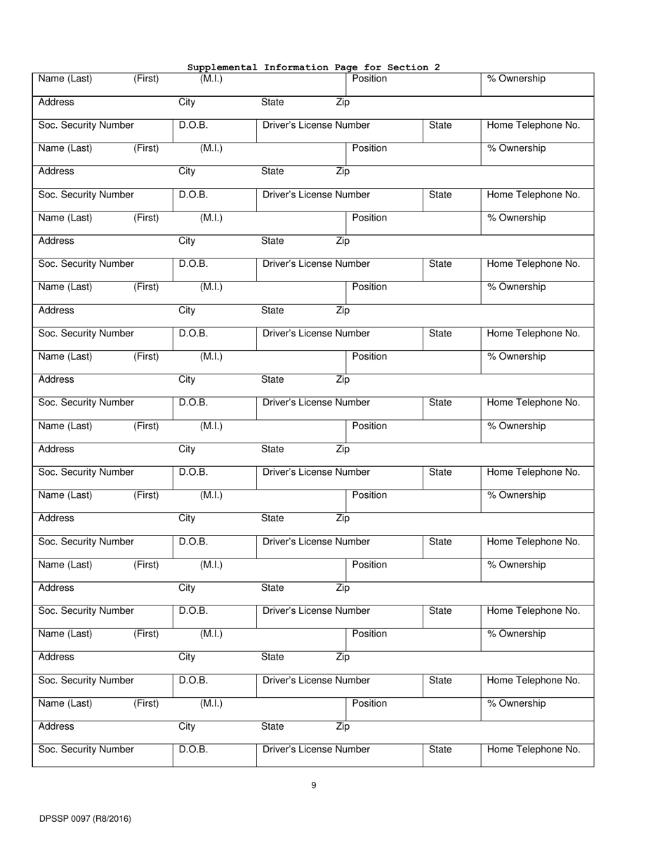 Form DPSSP0097 Indian Gaming Unit Corporate State Certification Renewal Application - Louisiana, Page 13
