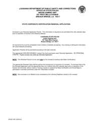Form DPSSP0097 Indian Gaming Unit Corporate State Certification Renewal Application - Louisiana, Page 2