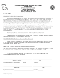 Form DPSSP0097 Indian Gaming Unit Corporate State Certification Renewal Application - Louisiana, Page 8
