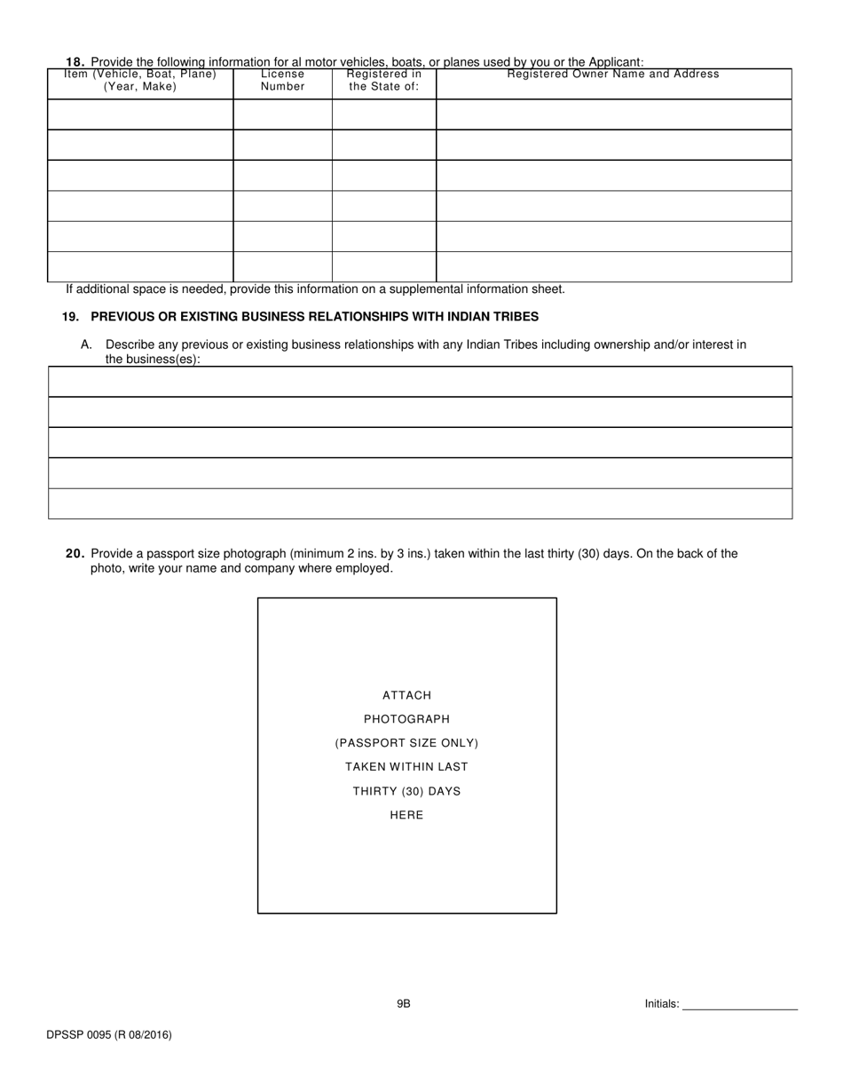 Form DPSSP0095 Part B Indian Gaming Unit Corporate Certification Application Individual Personal History - Louisiana, Page 12
