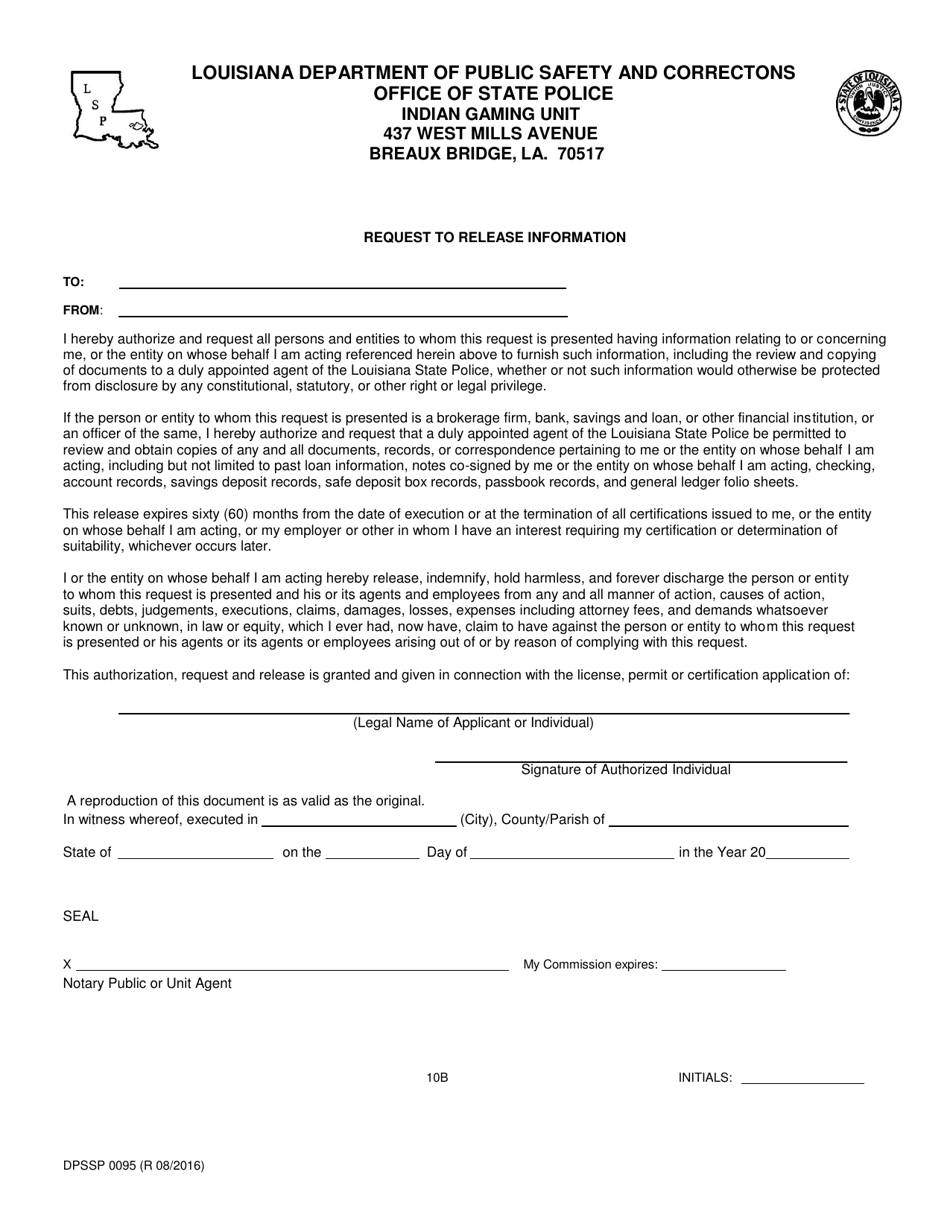 Form DPSSP0095 Part B Indian Gaming Unit Corporate Certification Application Individual Personal History - Louisiana, Page 13