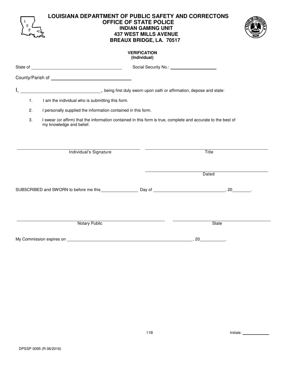 Form DPSSP0095 Part B Indian Gaming Unit Corporate Certification Application Individual Personal History - Louisiana, Page 14