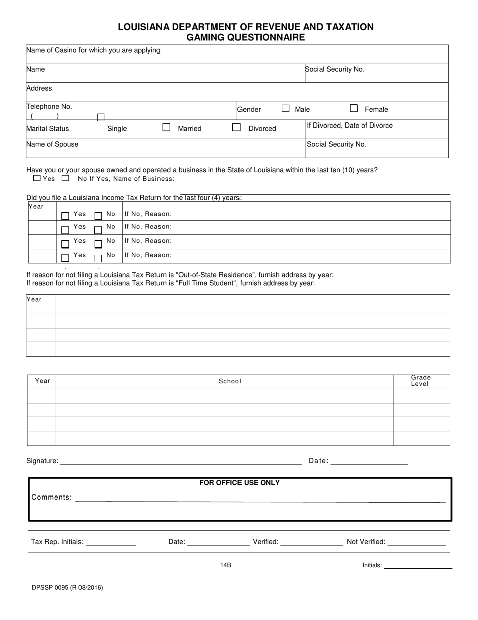 Form DPSSP0095 Part B Indian Gaming Unit Corporate Certification Application Individual Personal History - Louisiana, Page 17