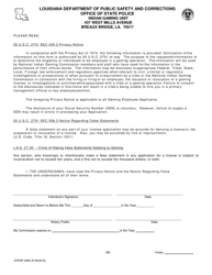 Form DPSSP0095 Part B Indian Gaming Unit Corporate Certification Application Individual Personal History - Louisiana, Page 19
