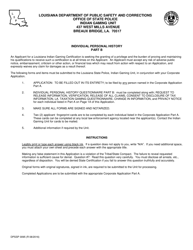 Form DPSSP0095 Part B Indian Gaming Unit Corporate Certification Application Individual Personal History - Louisiana, Page 2