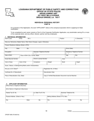 Form DPSSP0095 Part B Indian Gaming Unit Corporate Certification Application Individual Personal History - Louisiana, Page 4