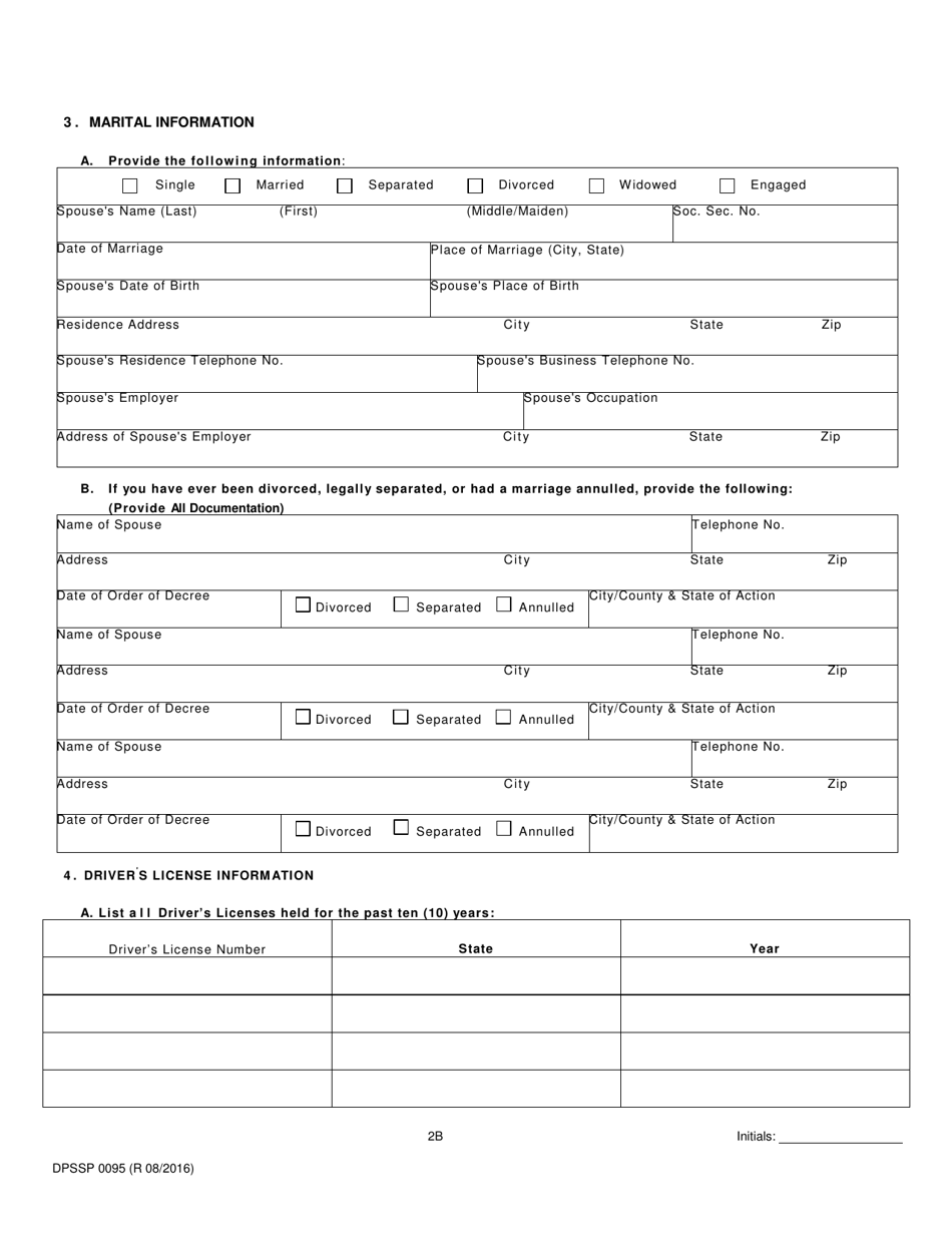 Form DPSSP0095 Part B Indian Gaming Unit Corporate Certification Application Individual Personal History - Louisiana, Page 5