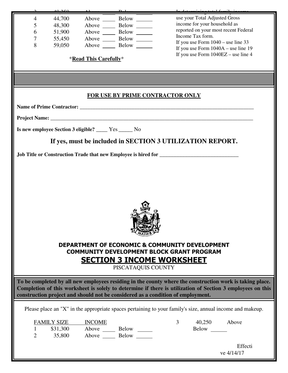 Section 3 Income Worksheet - Maine, Page 10