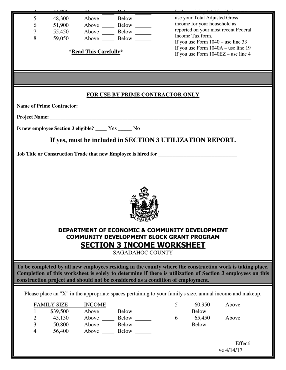 Section 3 Income Worksheet - Maine, Page 11