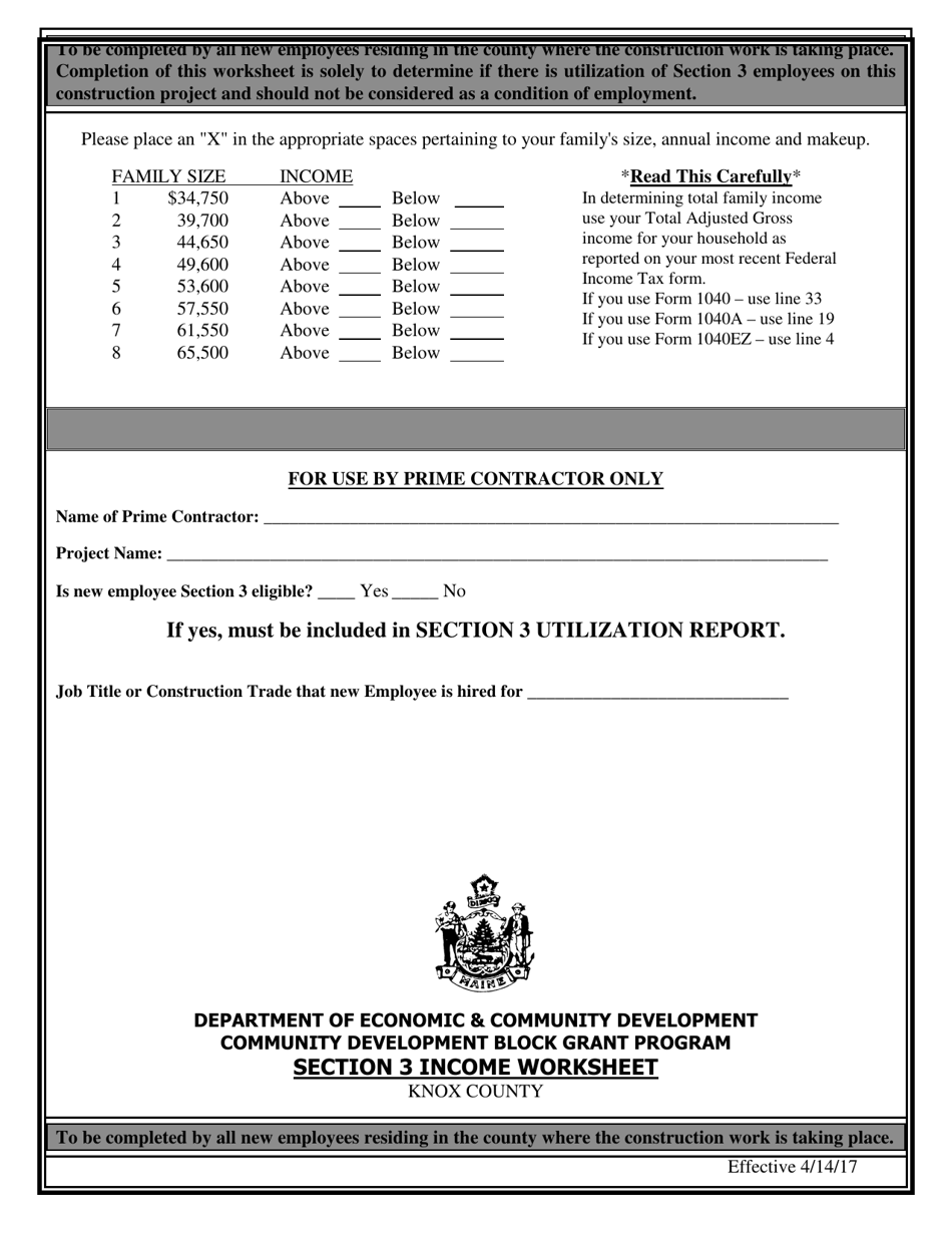 Section 3 Income Worksheet - Maine, Page 6