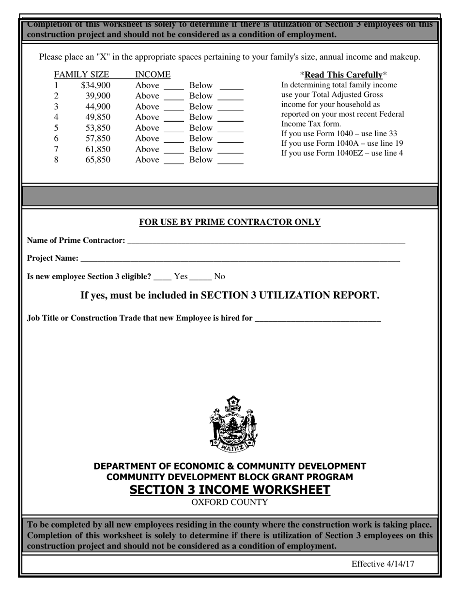 Section 3 Income Worksheet - Maine, Page 8