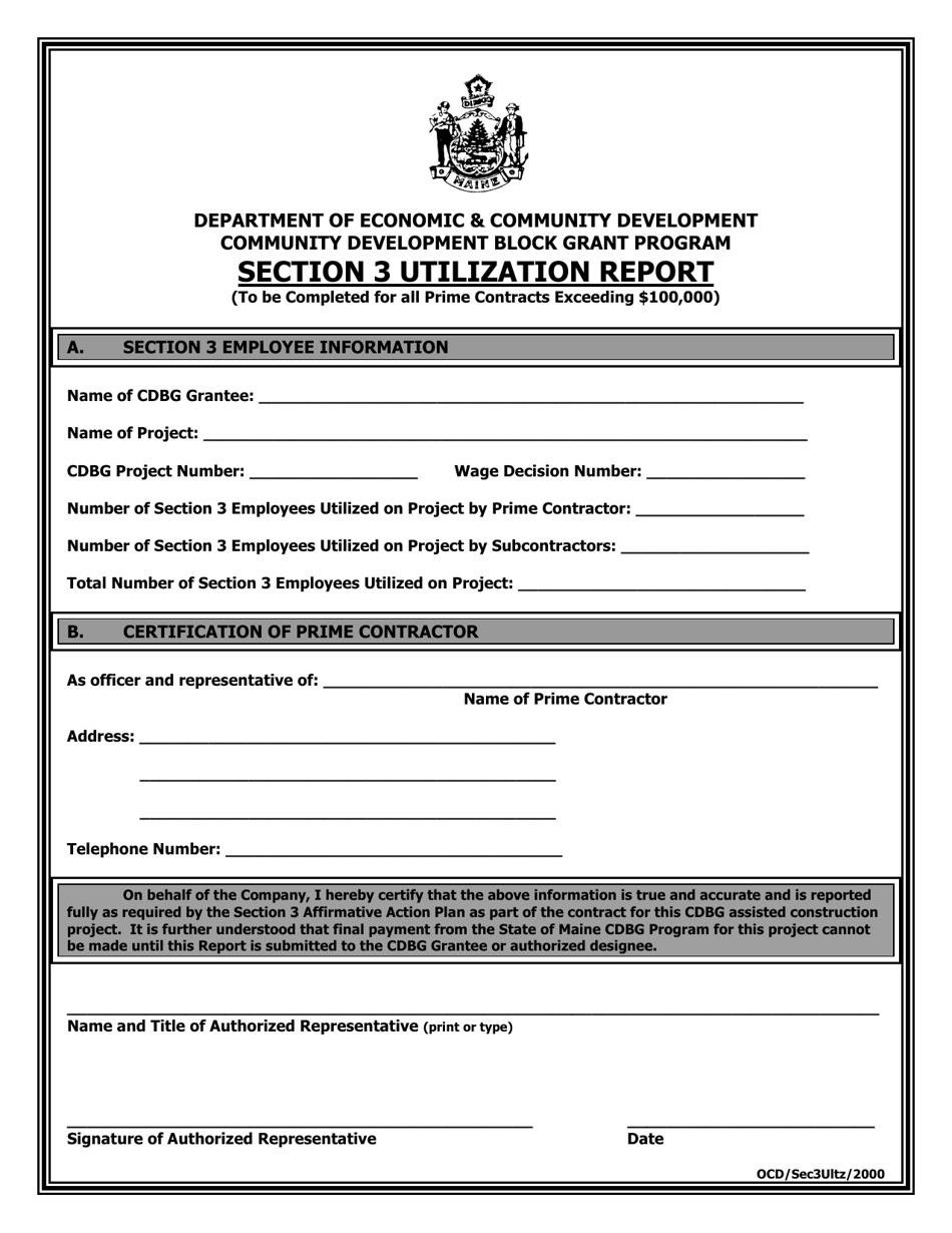 Maine Section 3 Utilization Report Download Printable PDF Templateroller