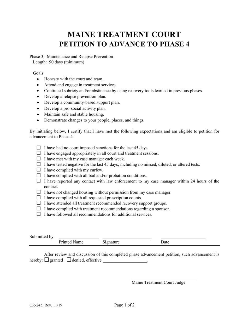 Form CR-245 Petition to Advance to Phase 4 - Maine, Page 1