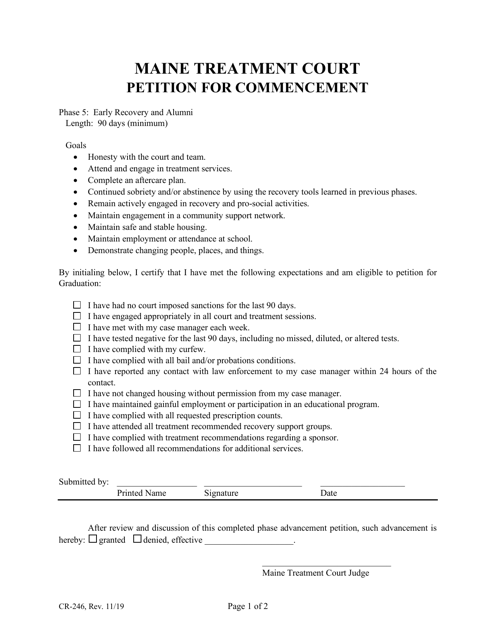 Form CR-246 Petition for Commencement - Maine