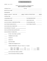 Form OOC004 &quot;Sketch Book Title Sheet&quot; - Maryland