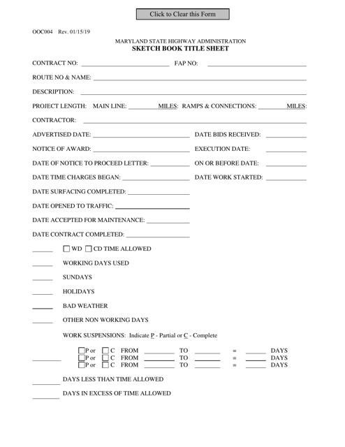 Form OOC004  Printable Pdf