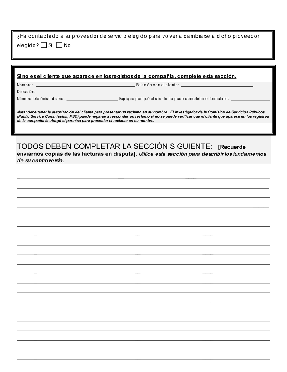 Formulario De Disputa Por Slamming O Cramming - Maryland (Spanish), Page 4