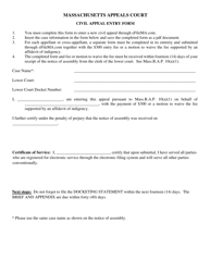 Document preview: Civil Appeal Entry Form - Massachusetts