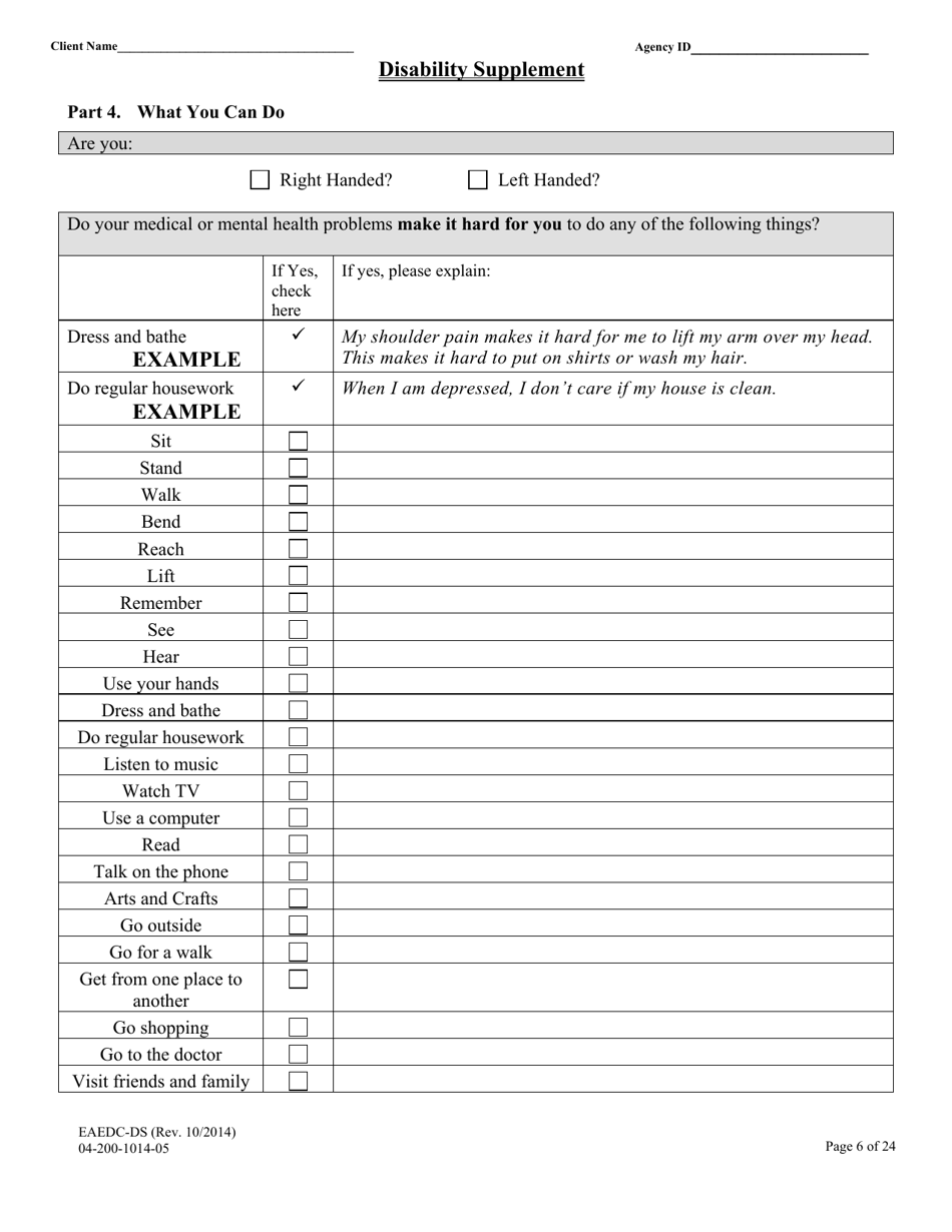 Form EAEDC-DS Emergency Aid to the Elderly, Disabled and Children Disability Supplement - Massachusetts, Page 6