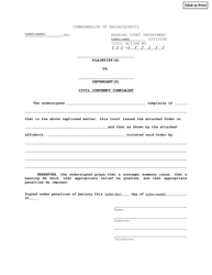Document preview: Civil Contempt Complaint - Massachusetts