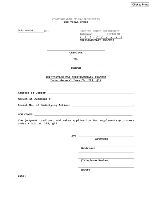 Application for Supplementary Process - Massachusetts Download Pdf
