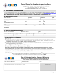 Document preview: Form VSC120 Out-of-State Verification Inspection Form - Massachusetts