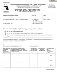Document preview: Form MB-018 Grower Data Report Form - Michigan