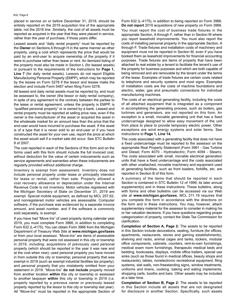Form L-4175 (632) Personal Property Statement - Michigan, Page 8
