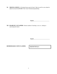 Reimbursement for Costs Related to the Conduct of School Elections Claim Form - Michigan, Page 5