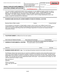 Document preview: Form AR-0066 Vehicle Dealer Supplemental Location License Application - Michigan
