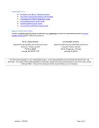 Mi Regulatory Loan License New Application Checklist (Company) - Michigan, Page 2