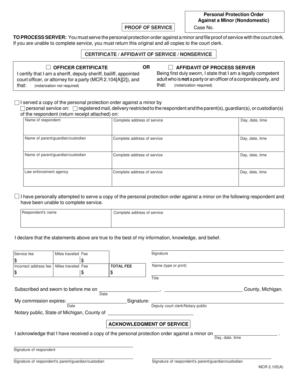 Form CC380M Personal Protection Order Against a Minor (Nondomestic) - Michigan, Page 3