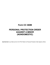 Form CC380M Personal Protection Order Against a Minor (Nondomestic) - Michigan, Page 4