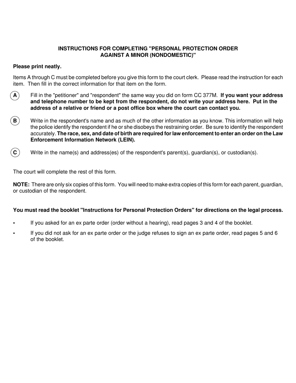 Form CC380M Personal Protection Order Against a Minor (Nondomestic) - Michigan, Page 5